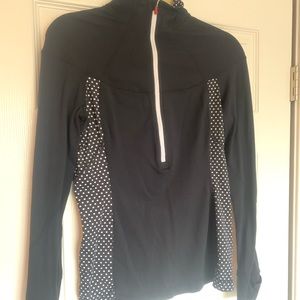 Lululemon half zip size 8 black with black and white polka dots.